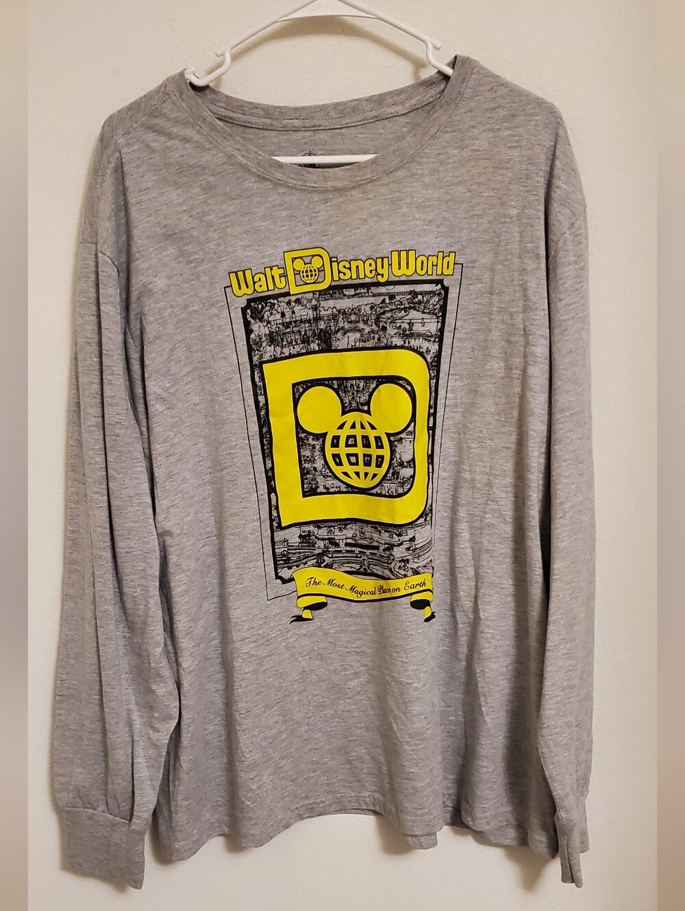 Disney Most Magical Place On Earth Gray Long-Sleeve Tee With Disney World Logo